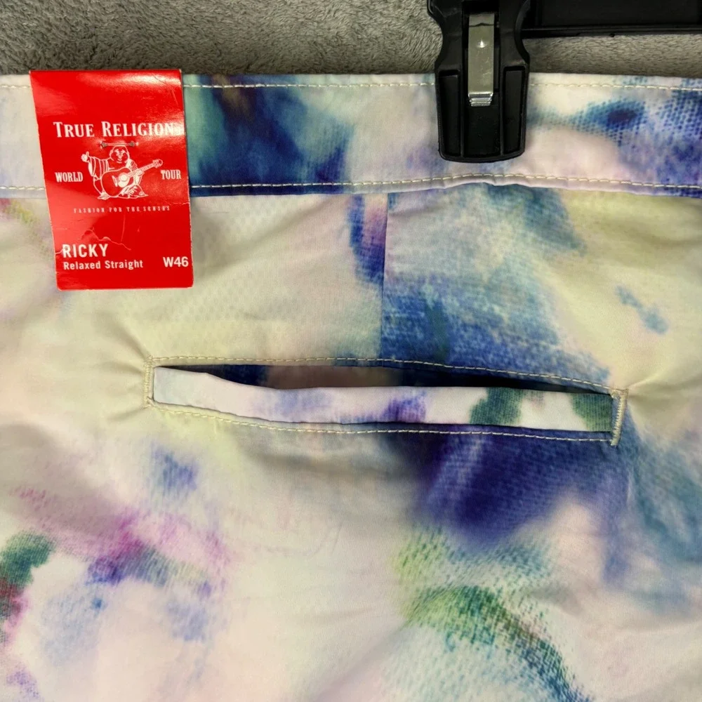 True Religion Mens W46 Blue Tie Dye Board Shorts Ricky Relaxed Swimwear NWT